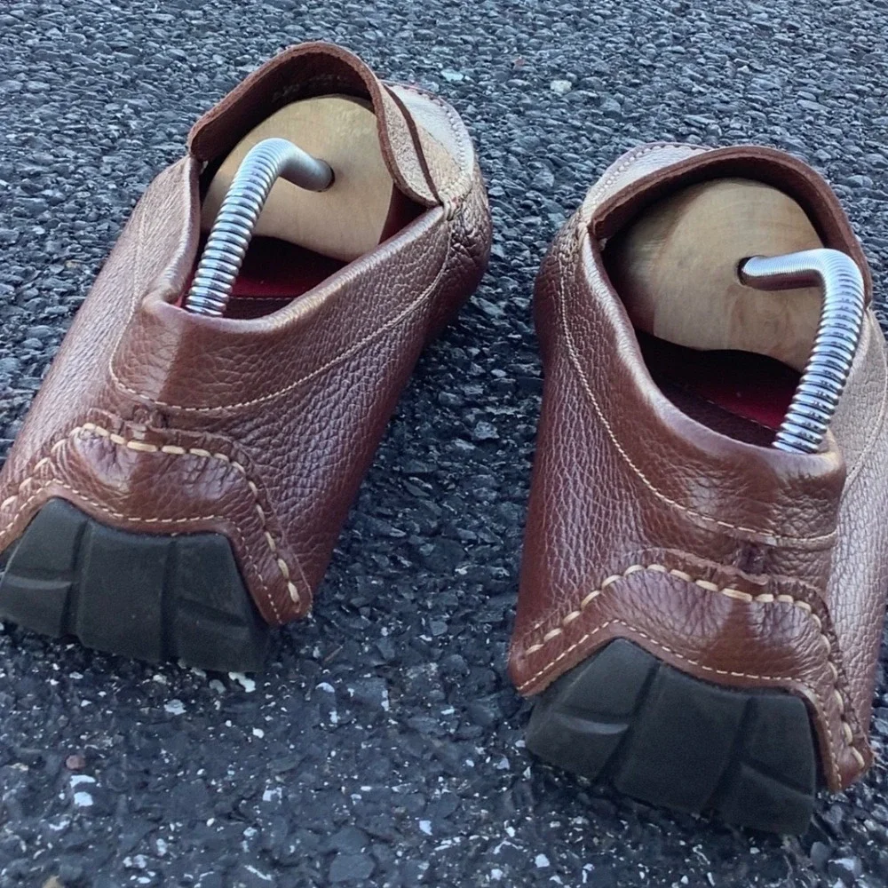Donald Pliner Alondro Brown Pebbled Leather Driving Loafers Mens 11M Penny Moc